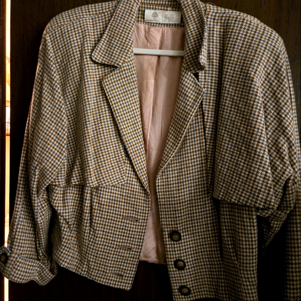 Vintage Houndstooth Wool Blazer